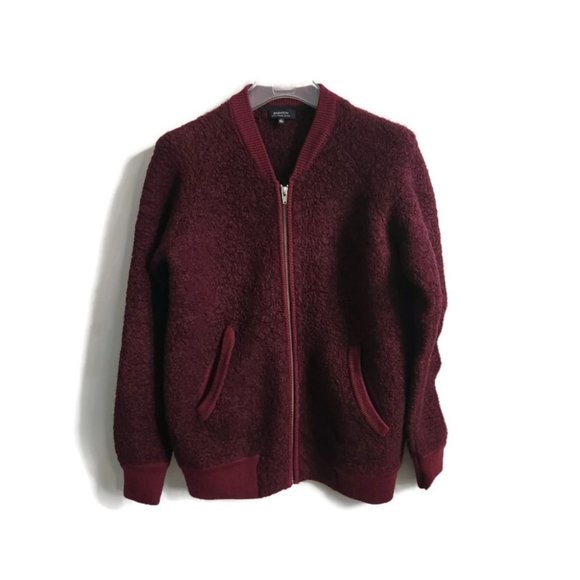 Aritzia Jackets & Blazers - Aritzia Babaton alpaca boucle bomber cardigan burgundy red sz M